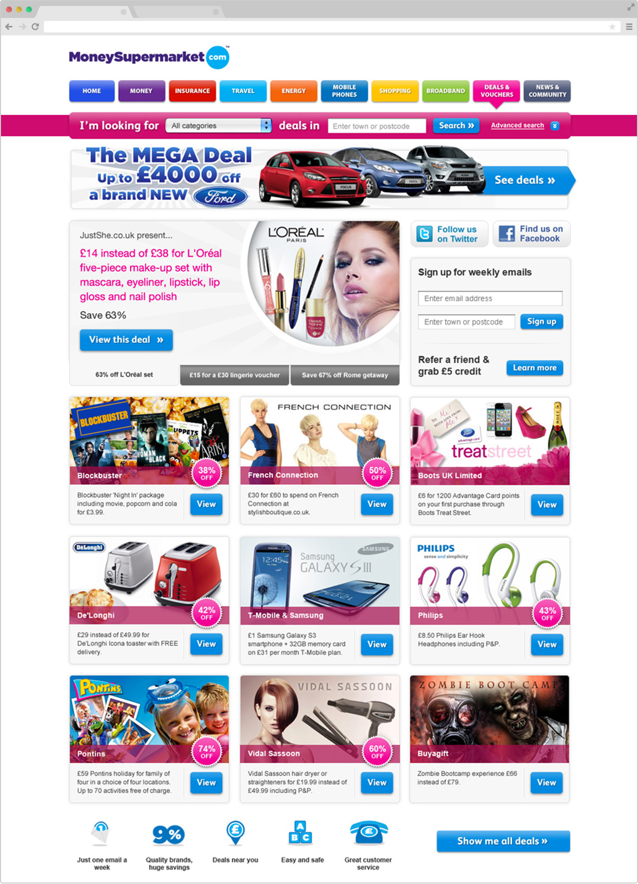 MoneySupermarket Deals Homepage Design, 2013